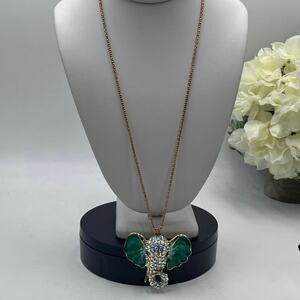 Betsey Johnson Necklace
ELEPHANT Green Big EARS
Gold With Crystals Trunk Up Luck